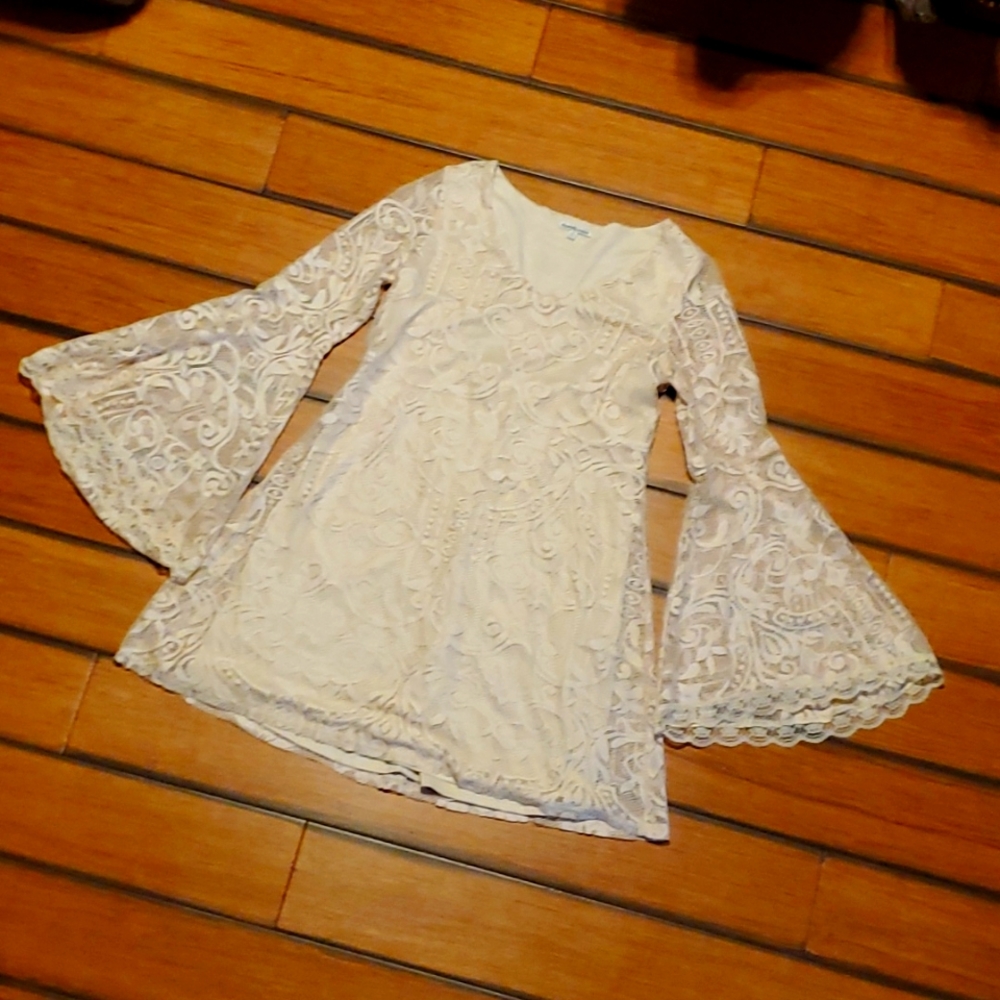 Boho dress, medium   cream color